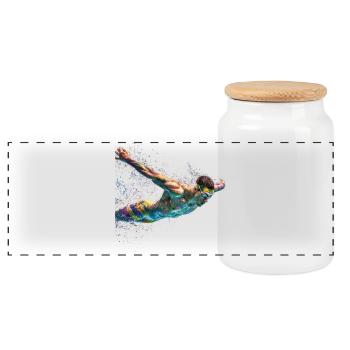 Peinture Tourbillon Float Splash - Boîte à biscuits avec couvercle en bois - blanc - Devant