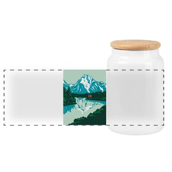 Norway Landscape with Red Holhaus - Panoramic Cookie Jar with Wooden Lid - white - Front