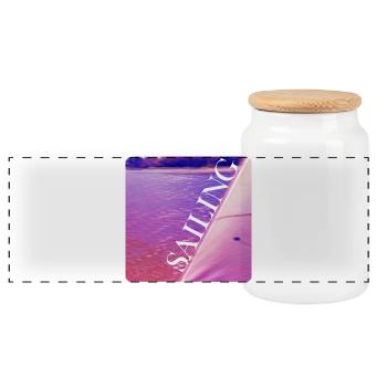 Sail - Panoramic Cookie Jar with Wooden Lid - white - Front