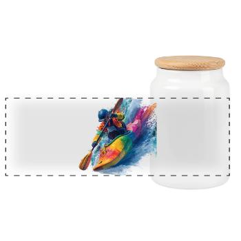 Color Rush Whitewater Kayaking Adventure - Panoramic Cookie Jar with Wooden Lid - white - Front