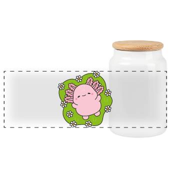 Mascotte Rose dansant parmi les marguerites - Boîte à biscuits avec couvercle en bois - blanc - Devant
