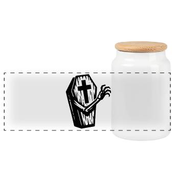 Gravestone Kreuzhand - Panoramic Cookie Jar with Wooden Lid - white - Front