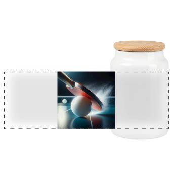 Sports, table tennis - Panoramic Cookie Jar with Wooden Lid - white - Front
