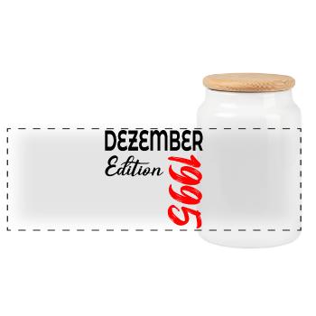 31. GEBURTSTAG 1995 DEZEMBER - Panorama Keksdose mit Holzdeckel - Weiß - Vorne