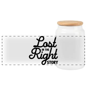 Lost in the Right Story - Panoramic Cookie Jar with Wooden Lid - white - Front
