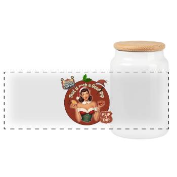 THAT IS SUCH A GOOD DIP - RETRO CHRISTMAS ELF - Panoramic Cookie Jar with Wooden Lid - white - Front