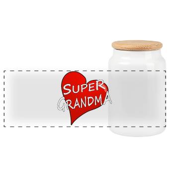 SUPER GRANDMA - Panorama Keksdose mit Holzdeckel - Weiß - Vorne