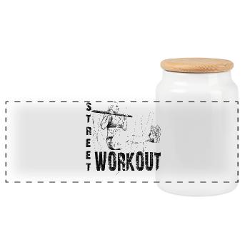 Street workout girl - Panoramic Cookie Jar with Wooden Lid - white - Front