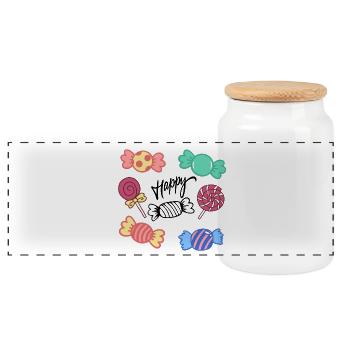Candy Circle Icons Kollektion - Panorama Keksdose mit Holzdeckel - Weiß - Vorne