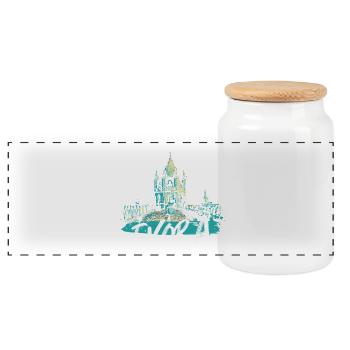 Kathedrale von Évora Dach Bunte Illustration - Panorama Keksdose mit Holzdeckel - Weiß - Vorne