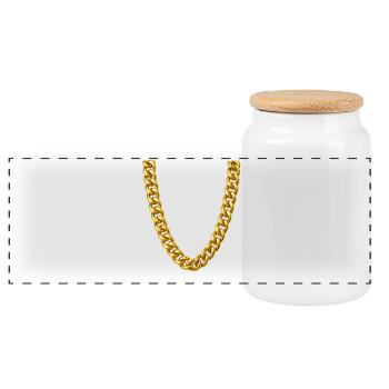 Gold Curb Chain Necklace - Panoramic Cookie Jar with Wooden Lid - white - Front