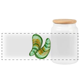 Illustration de moules à lèvres vertes - Boîte à biscuits avec couvercle en bois - blanc - Devant