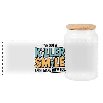 Dental Technician Occlusion Tool  - Panoramic Cookie Jar with Wooden Lid - white - Front