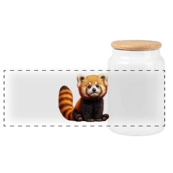Entzückender roter Panda Plüsch - Panorama Keksdose mit Holzdeckel - Weiß - Vorne