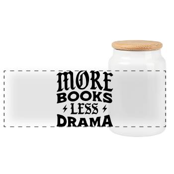 Plus de livres, moins de drame - Boîte à biscuits avec couvercle en bois - blanc - Devant