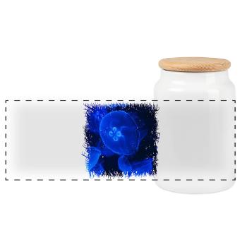 Méduses dans le bleu de la lumière des profondeurs marines - Boîte à biscuits avec couvercle en bois - blanc - Devant