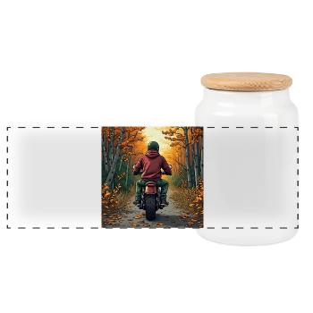 Cozy Bike Rider Hoodie - Panorama Keksdose mit Holzdeckel - Weiß - Vorne
