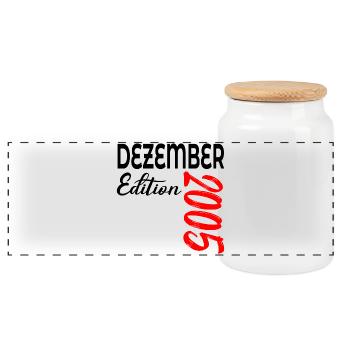 21ST BIRTHDAY DECEMBER 2005 - Panoramic Cookie Jar with Wooden Lid - white - Front