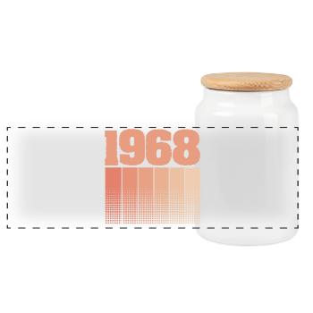 1968 - Panorama Keksdose mit Holzdeckel - Weiß - Vorne
