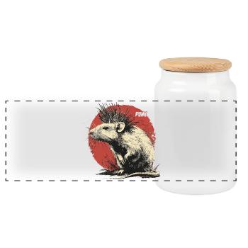 Punk Rock Rat - Boîte à biscuits avec couvercle en bois - blanc - Devant