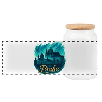 Praha Skyline Prag Hauptstadt Tschechien maritim - Panorama Keksdose mit Holzdeckel - Weiß - Vorne