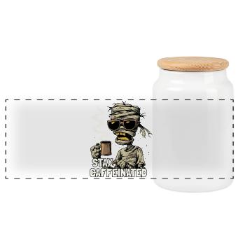 Momie de café avec un dicton amusant - Boîte à biscuits avec couvercle en bois - blanc - Devant