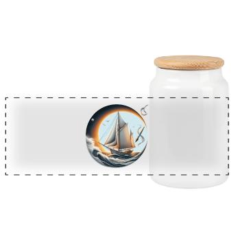 Segelkreis bei Sonnenuntergang - Panorama Keksdose mit Holzdeckel - Weiß - Vorne