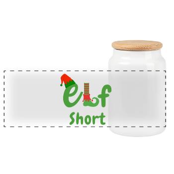 I'm Not Short I Am Elf  - Panoramic Cookie Jar with Wooden Lid - white - Front
