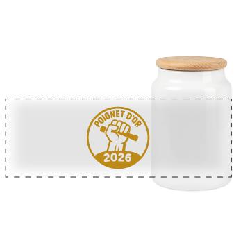 Golden Wrist 2026 you are at the top! - Panoramic Cookie Jar with Wooden Lid - white - Front