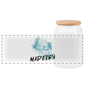 Traditionelles Haus auf der Insel Madeira in Blau - Panorama Keksdose mit Holzdeckel - Weiß - Vorne