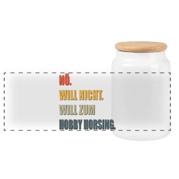 HOBBY HORSING MOTIVATION SPORT - Panorama Keksdose mit Holzdeckel - Weiß - Vorne
