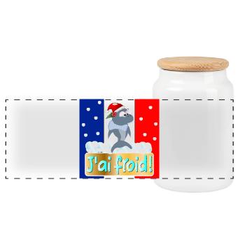 FRANCE I'M COLD SHARKS - Panoramic Cookie Jar with Wooden Lid - white - Front