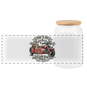 Born to Ride Open Road Freiheit - Panorama Keksdose mit Holzdeckel - Weiß - Vorne
