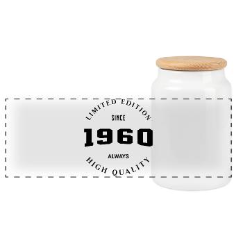 Limited Edition 1960 - Panoramic Cookie Jar with Wooden Lid - white - Front