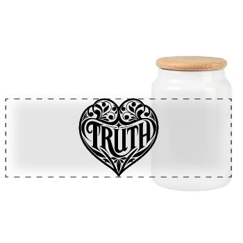 Truth Statement - Panoramic Cookie Jar with Wooden Lid - white - Front