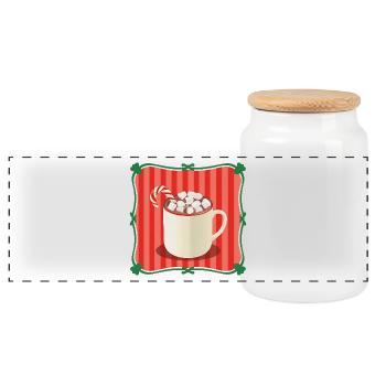 Chocolat chaud vintage Noël rétro - Boîte à biscuits avec couvercle en bois - blanc - Devant