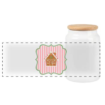 Maison vintage en pain d’épices rose blanc rétro - Boîte à biscuits avec couvercle en bois - blanc - Devant