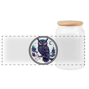 Magie du hibou de cristal dans les couleurs de minuit - Boîte à biscuits avec couvercle en bois - blanc - Devant