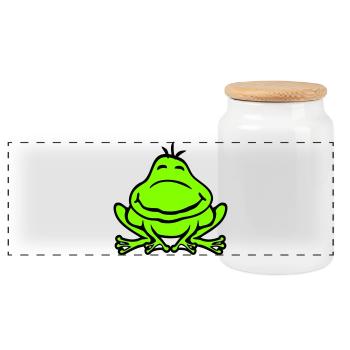 Frog Toad Smiles Funny Comic Happy Cute - Panoramic Cookie Jar with Wooden Lid - white - Front