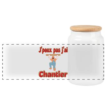 I can't I have a job site - Panoramic Cookie Jar with Wooden Lid - white - Front