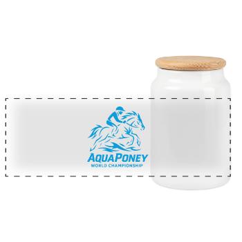 AquaPony Weltmeisterschaft - Panorama Keksdose mit Holzdeckel - Weiß - Vorne