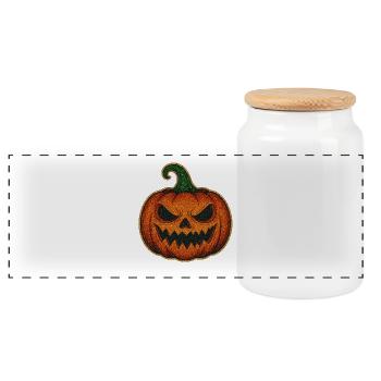 Glittering Spooky Pumpkin - Panoramic Cookie Jar with Wooden Lid - white - Front