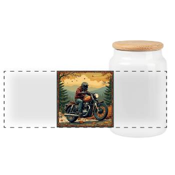 Tapestry Biker Landscape - Panorama Keksdose mit Holzdeckel - Weiß - Vorne