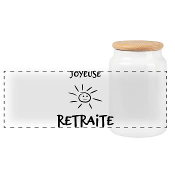 RETRAITE. COLLEGUE. RETRAITE. RETRAITEE. RETRAITE. - Boîte à biscuits avec couvercle en bois - blanc - Devant