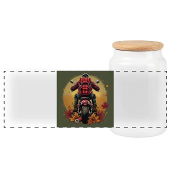 Gingham Backpack + Bike Gear - Panorama Keksdose mit Holzdeckel - Weiß - Vorne
