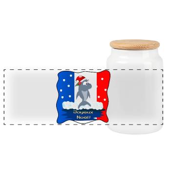 Joyeux Noël Requins France - Boîte à biscuits avec couvercle en bois - blanc - Devant