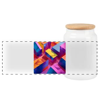 Neon 3D blocks colorful with shiny effect - Panoramic Cookie Jar with Wooden Lid - white - Front