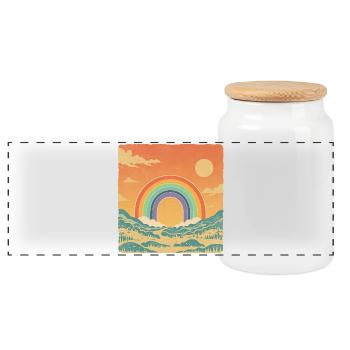 Paysage rétro avec look vintage arc-en-ciel - Boîte à biscuits avec couvercle en bois - blanc - Devant