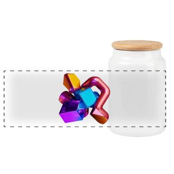 Abstract 3D Geometry Shapes Colorful - Panoramic Cookie Jar with Wooden Lid - white - Front