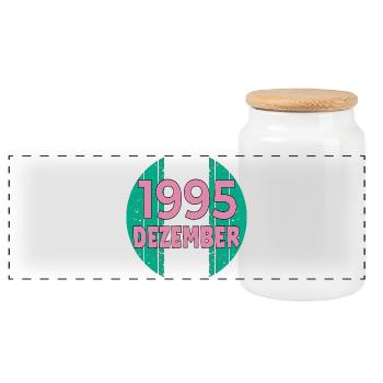31ST BIRTHDAY 1995 DECEMBER GIFTS - Panoramic Cookie Jar with Wooden Lid - white - Front